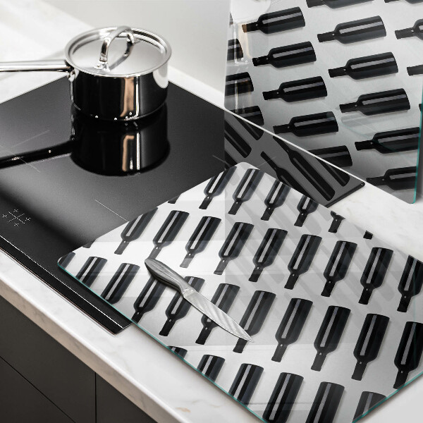 Induction hob cover Black bottles of wine