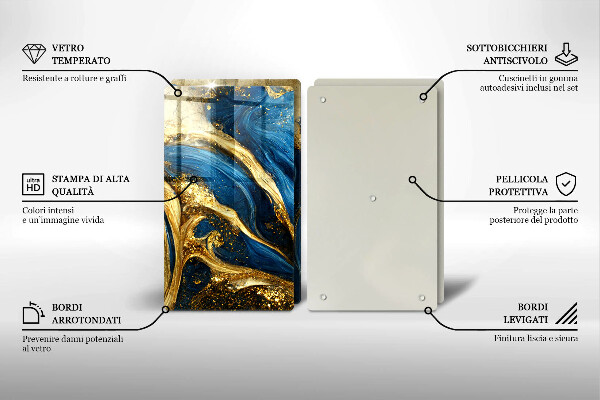 Worktop saver Blue-gold marble