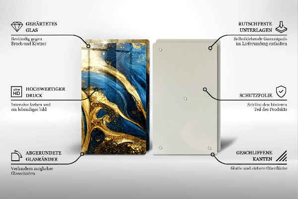 Worktop saver Blue-gold marble