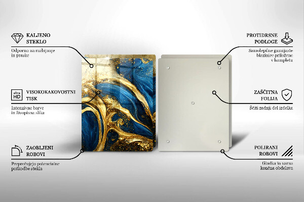 Worktop saver Blue-gold marble