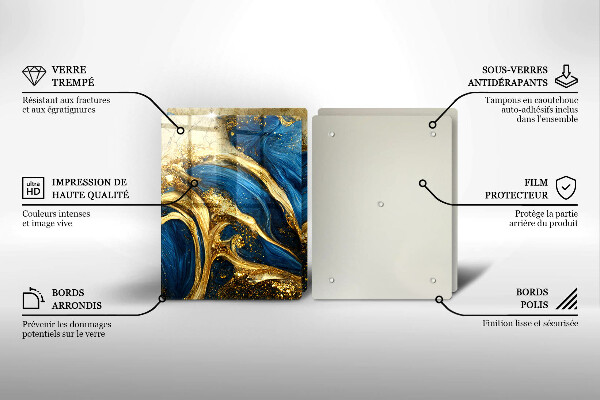 Worktop saver Blue-gold marble