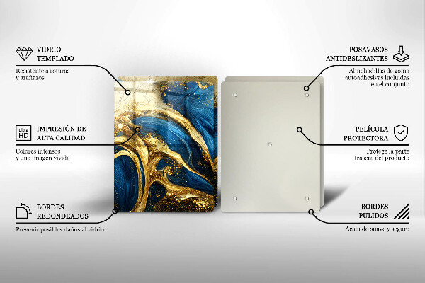 Worktop saver Blue-gold marble