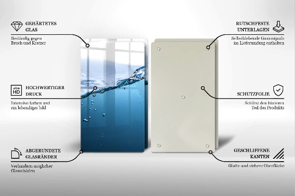 Induction hob cover Blue water