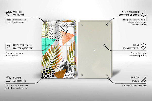 Work surface savers Boho leaves pattern