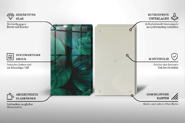 Induction hob cover Jungle leaves