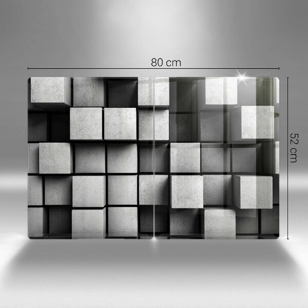 Induction hob cover 3D square abstraction