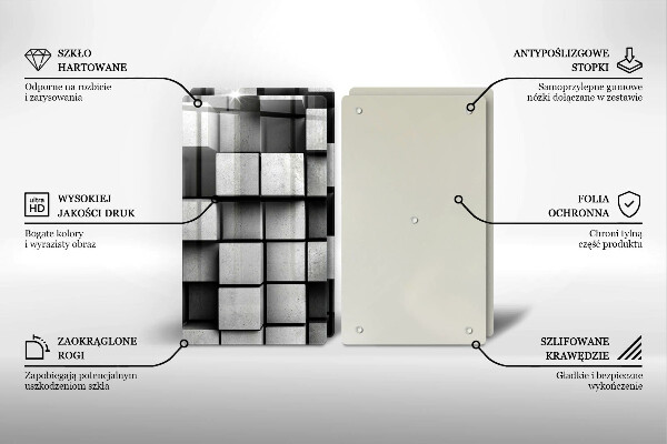 Induction hob cover 3D square abstraction