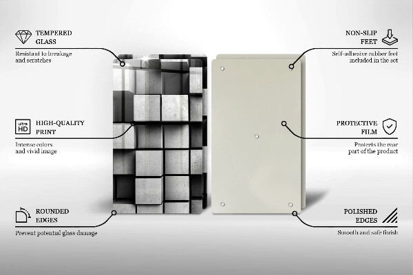 Induction hob cover 3D square abstraction