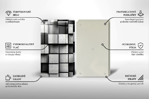 Induction hob cover 3D square abstraction