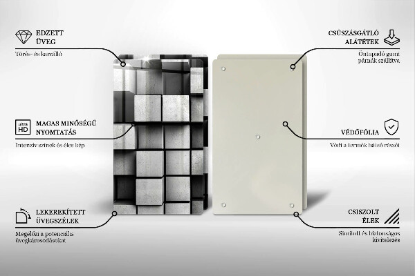 Induction hob cover 3D square abstraction