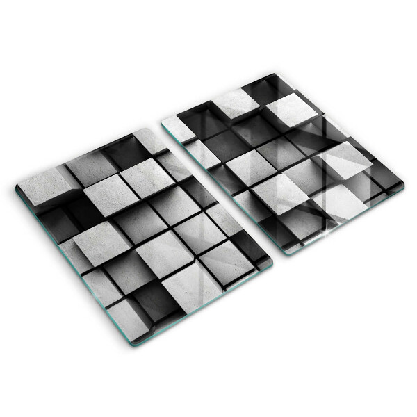 Induction hob cover 3D square abstraction