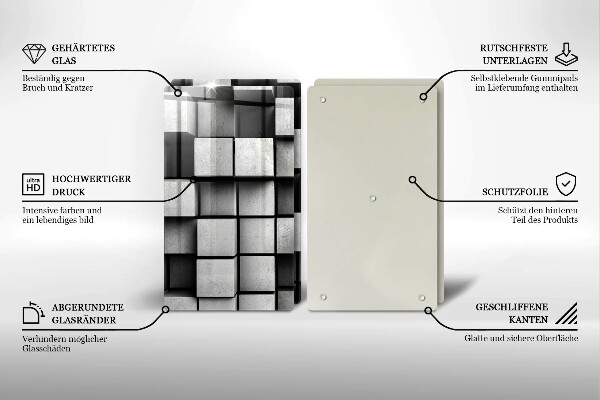Induction hob cover 3D square abstraction