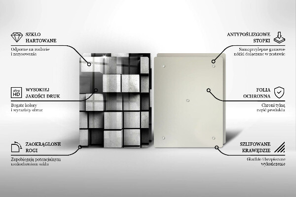 Induction hob cover 3D square abstraction