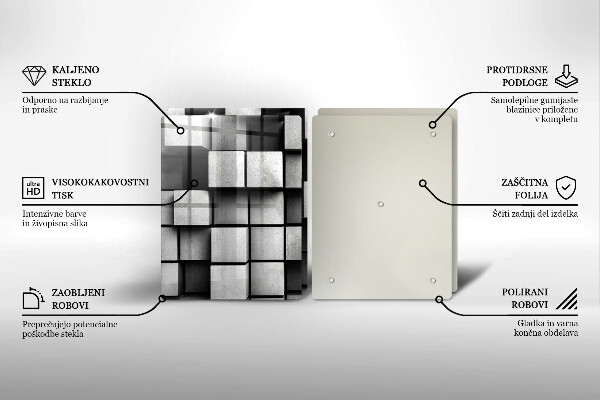 Induction hob cover 3D square abstraction