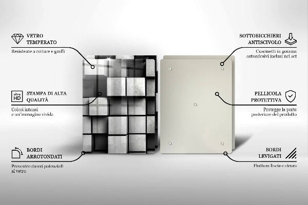 Induction hob cover 3D square abstraction