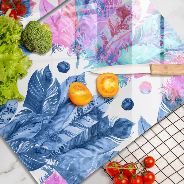 Induction hob cover Illustration of boho feathers