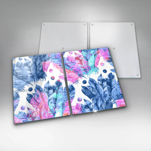 Induction hob cover Illustration of boho feathers