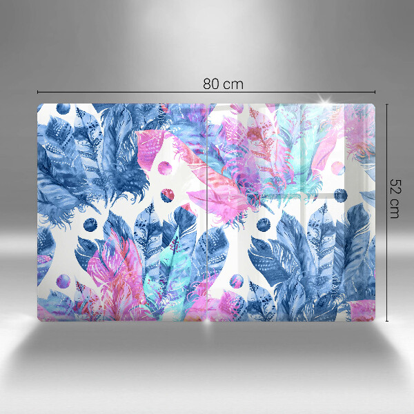 Induction hob cover Illustration of boho feathers