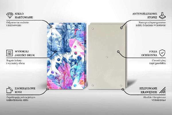 Induction hob cover Illustration of boho feathers