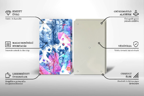 Induction hob cover Illustration of boho feathers