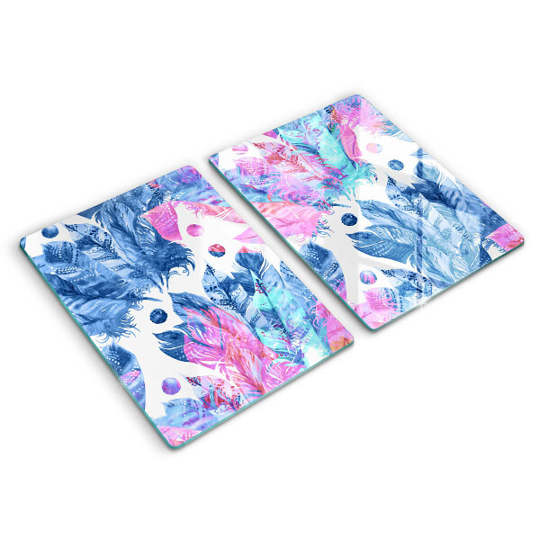 Induction hob cover Illustration of boho feathers