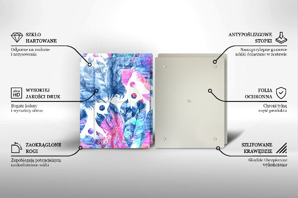 Induction hob cover Illustration of boho feathers