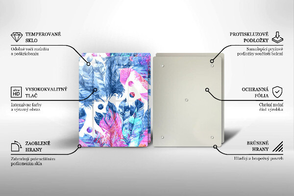 Induction hob cover Illustration of boho feathers