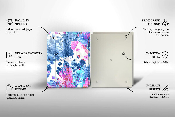 Induction hob cover Illustration of boho feathers