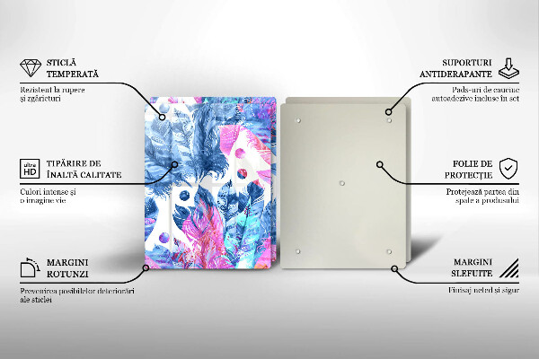 Induction hob cover Illustration of boho feathers