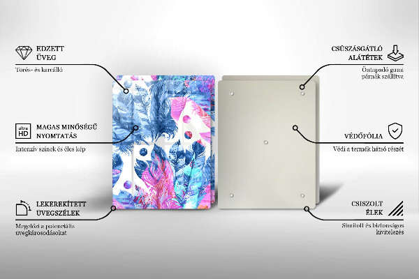 Induction hob cover Illustration of boho feathers