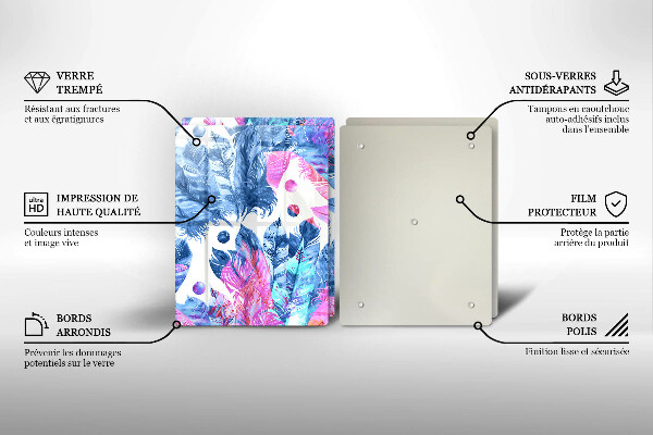 Induction hob cover Illustration of boho feathers