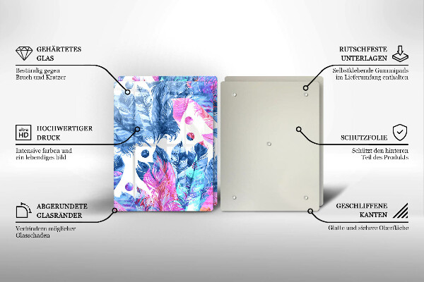 Induction hob cover Illustration of boho feathers