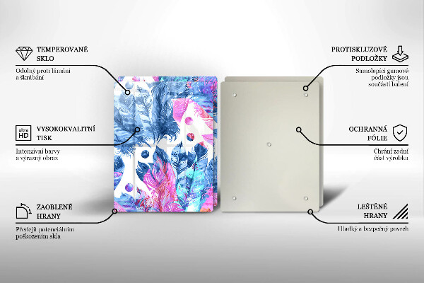 Induction hob cover Illustration of boho feathers