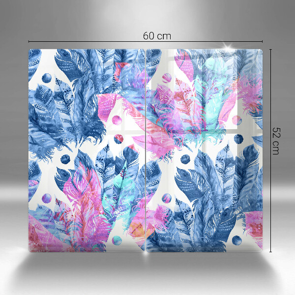 Induction hob cover Illustration of boho feathers