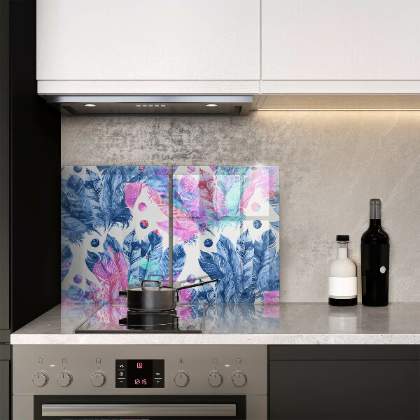 Induction hob cover Illustration of boho feathers