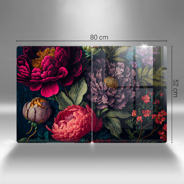 Induction hob cover Beautiful flowers