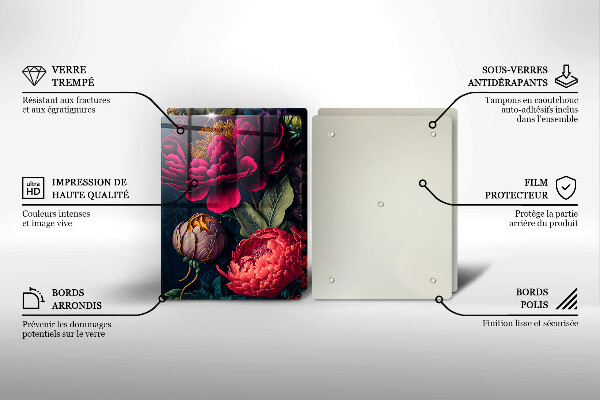 Induction hob cover Beautiful flowers