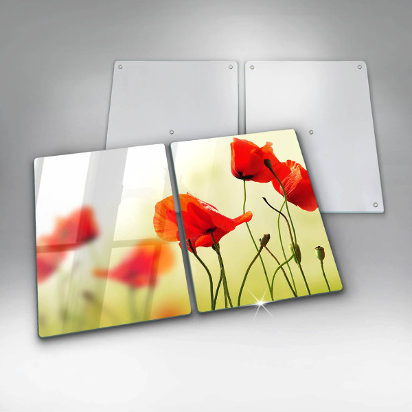 Induction hob cover Red flowers