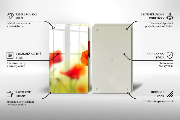 Induction hob cover Red flowers