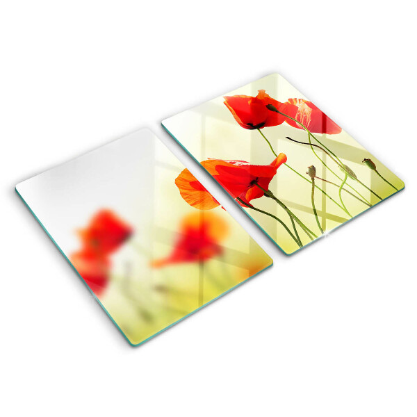Induction hob cover Red flowers