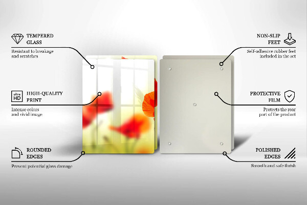 Induction hob cover Red flowers