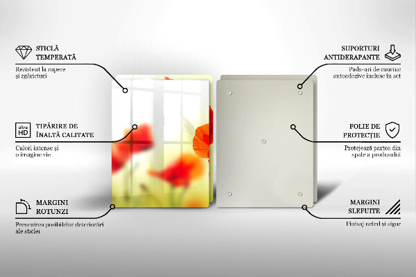 Induction hob cover Red flowers