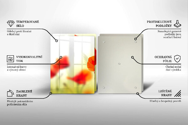 Induction hob cover Red flowers