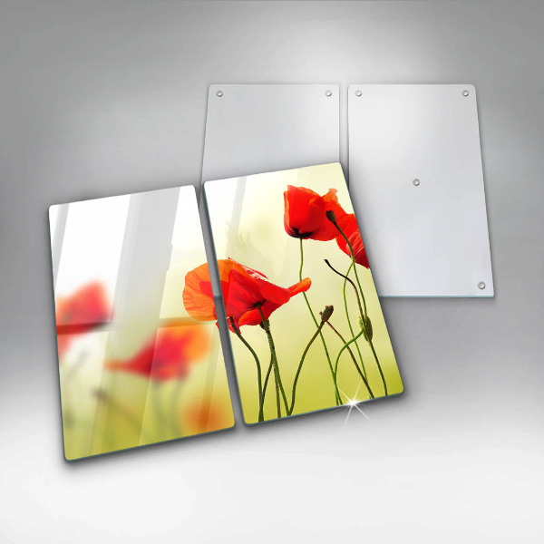 Induction hob cover Red flowers