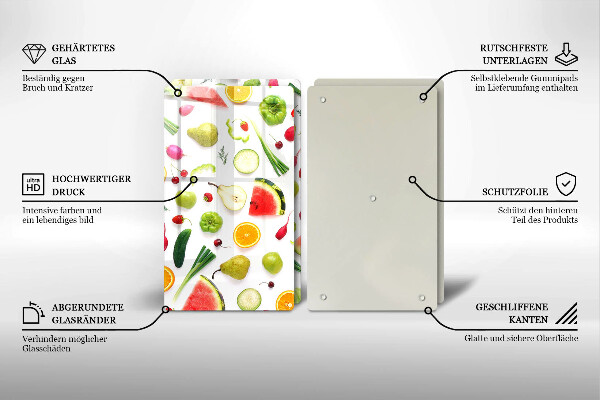 Kitchen worktop protector Fruit and vegetables pattern