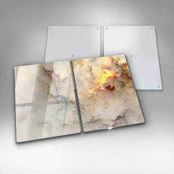 Induction hob cover Marble texture with gold