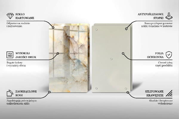 Induction hob cover Marble texture with gold