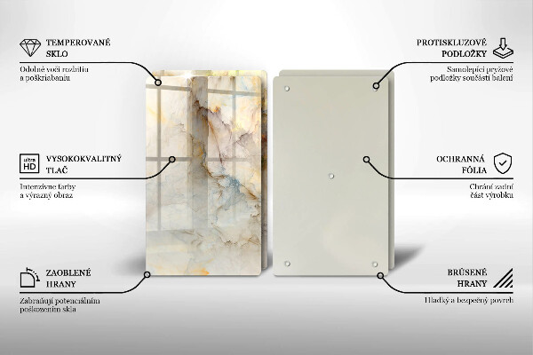 Induction hob cover Marble texture with gold