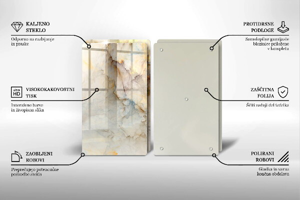 Induction hob cover Marble texture with gold