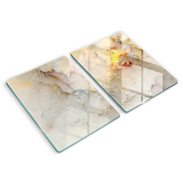 Induction hob cover Marble texture with gold